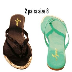 Bundle 2 pairs of flip flops with gold metal tip